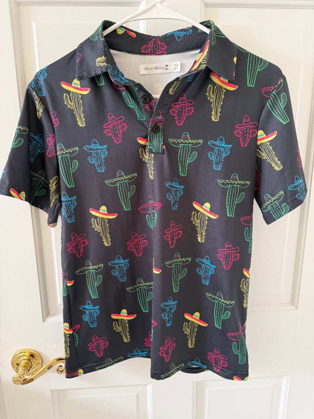 Boys Hawaiian Performance Golf Polo-cactus with sombrero themed